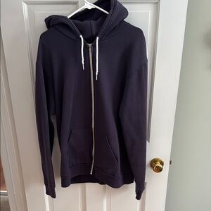 American Apparel Gray Hoodie with White Drawstrings